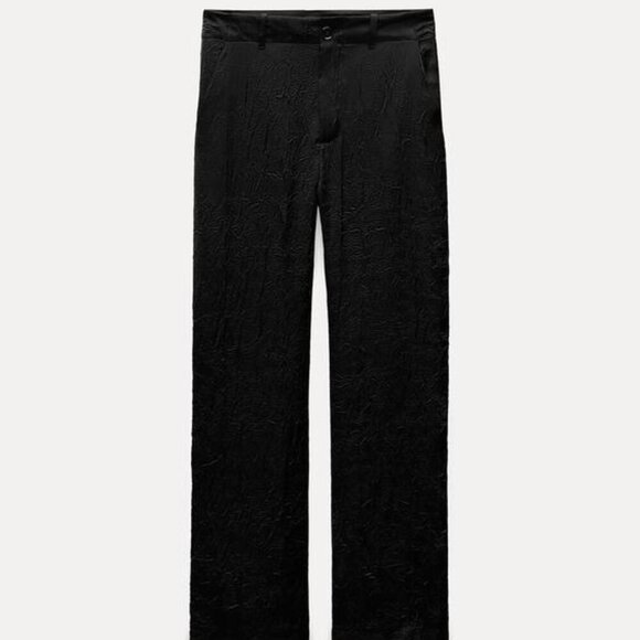 NWT ZARA ZW COLLECTION FEATHERS SHIRT & SATIN EFFECT CRINKLE PANTS - Picture 8 of 16